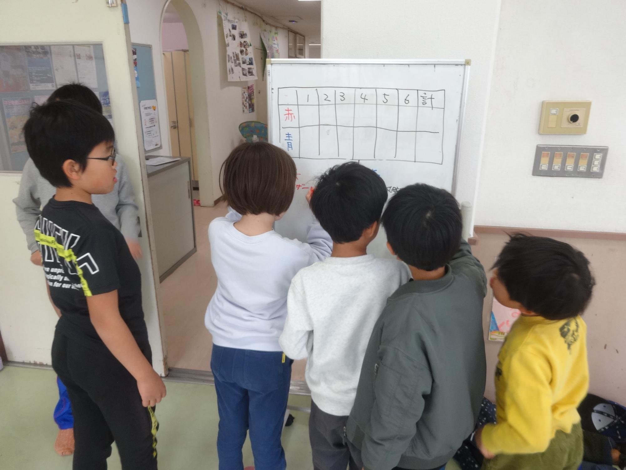得点表の記入をする参加者の写真