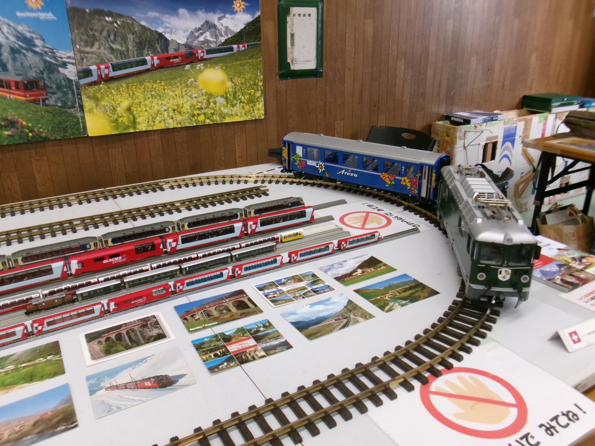 スイスの鉄道模型を近くから見た写真