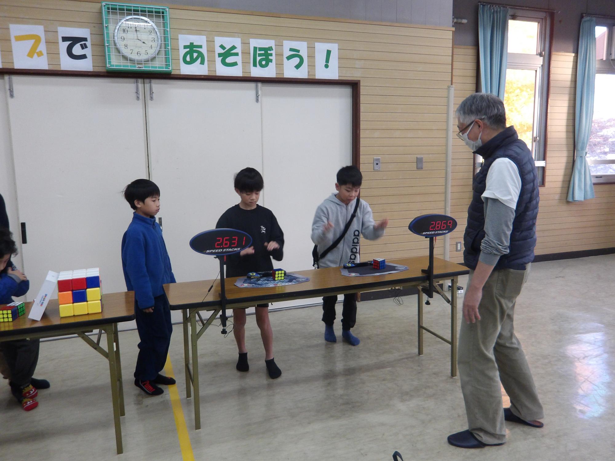 タイムを計っている様子