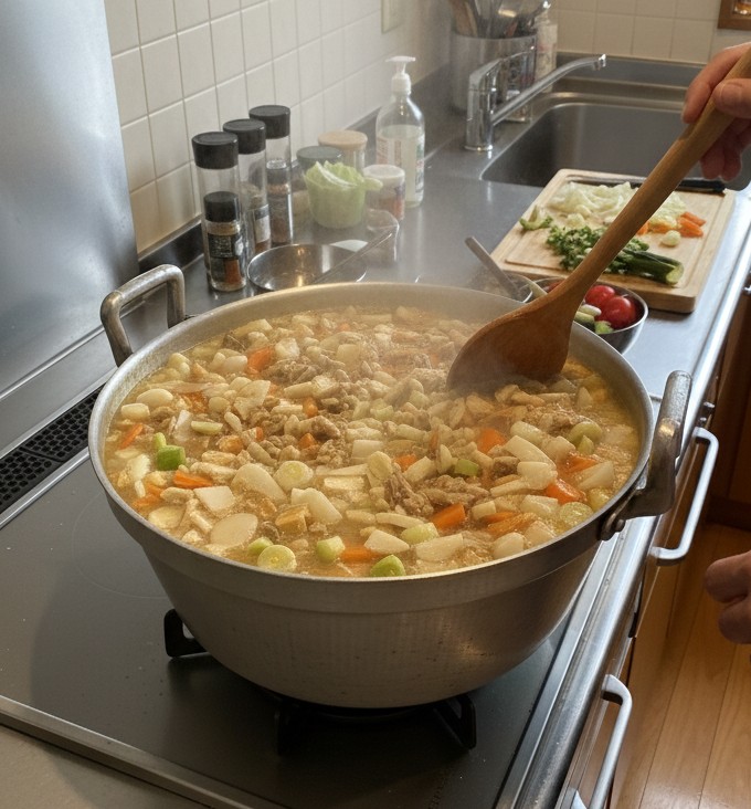 出来上がりのとん汁の画像