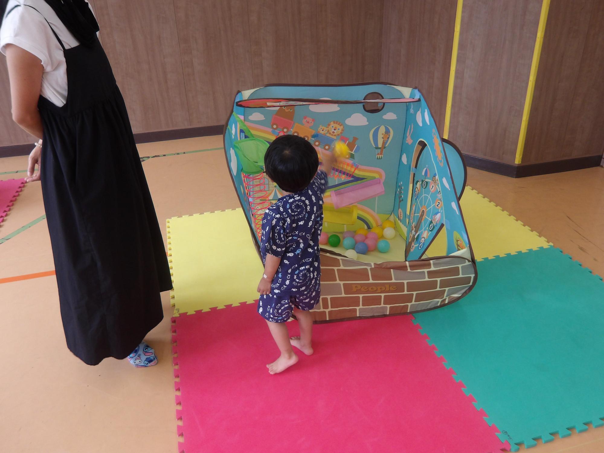 ボールで遊んでいる様子の写真