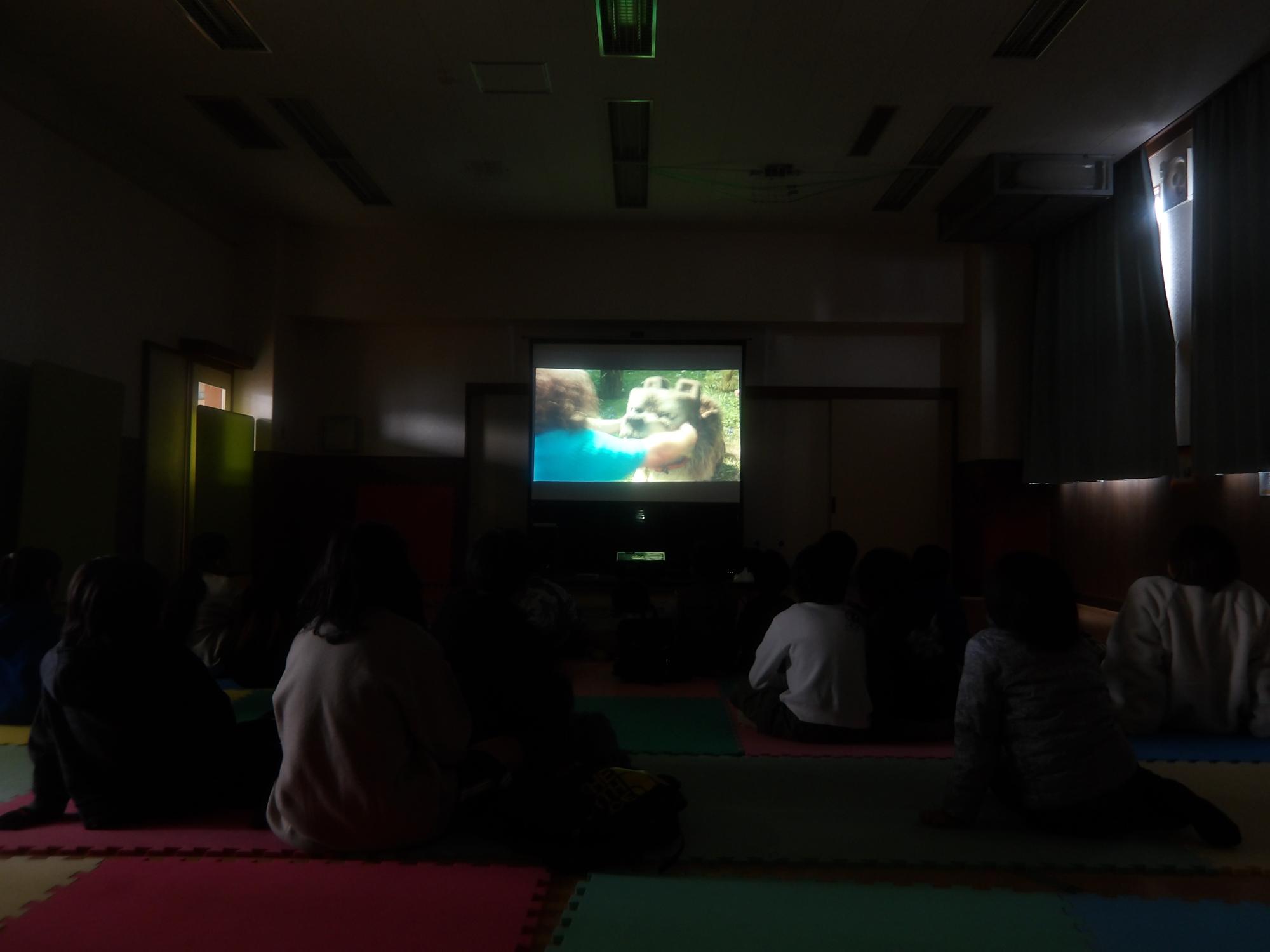 映画を見ている様子の写真