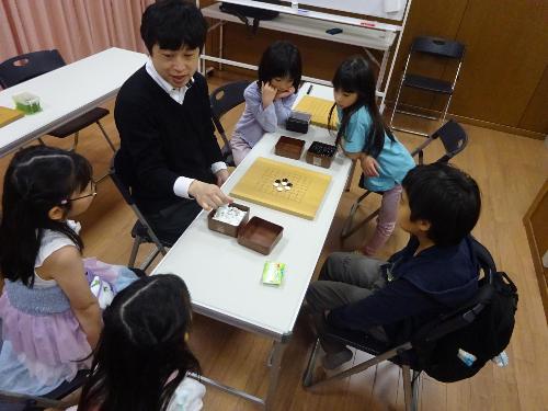 先生の説明を真剣に聞いている子どもたちの写真