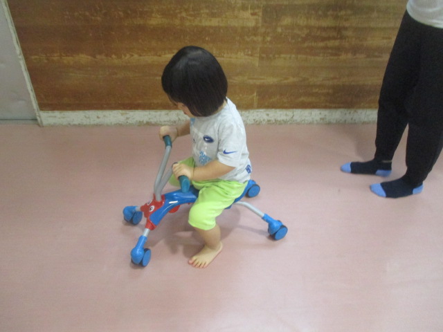 虫の三輪車にのる写真