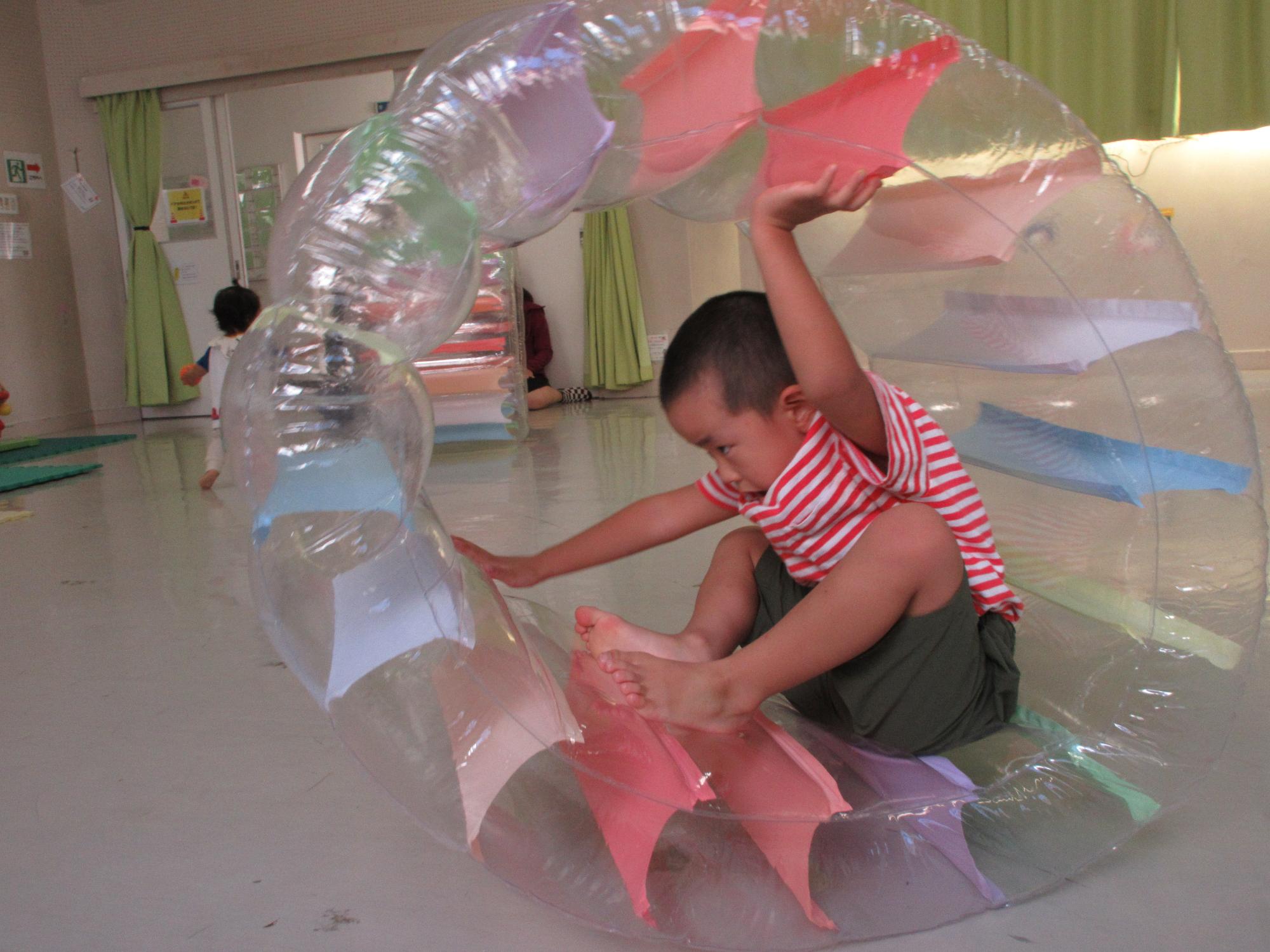 ホイールで遊ぶ様子