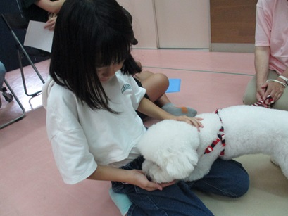 犬と触れ合っている写真3