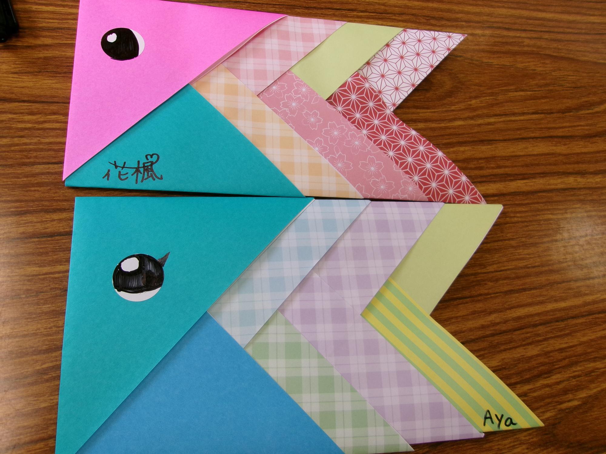 完成したこいのぼりの写真