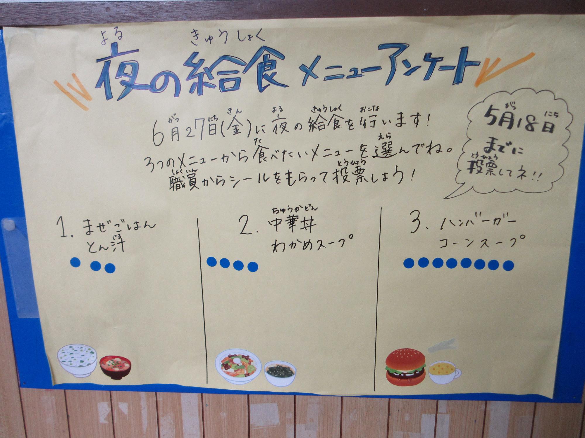 夜の給食アンケートの様子