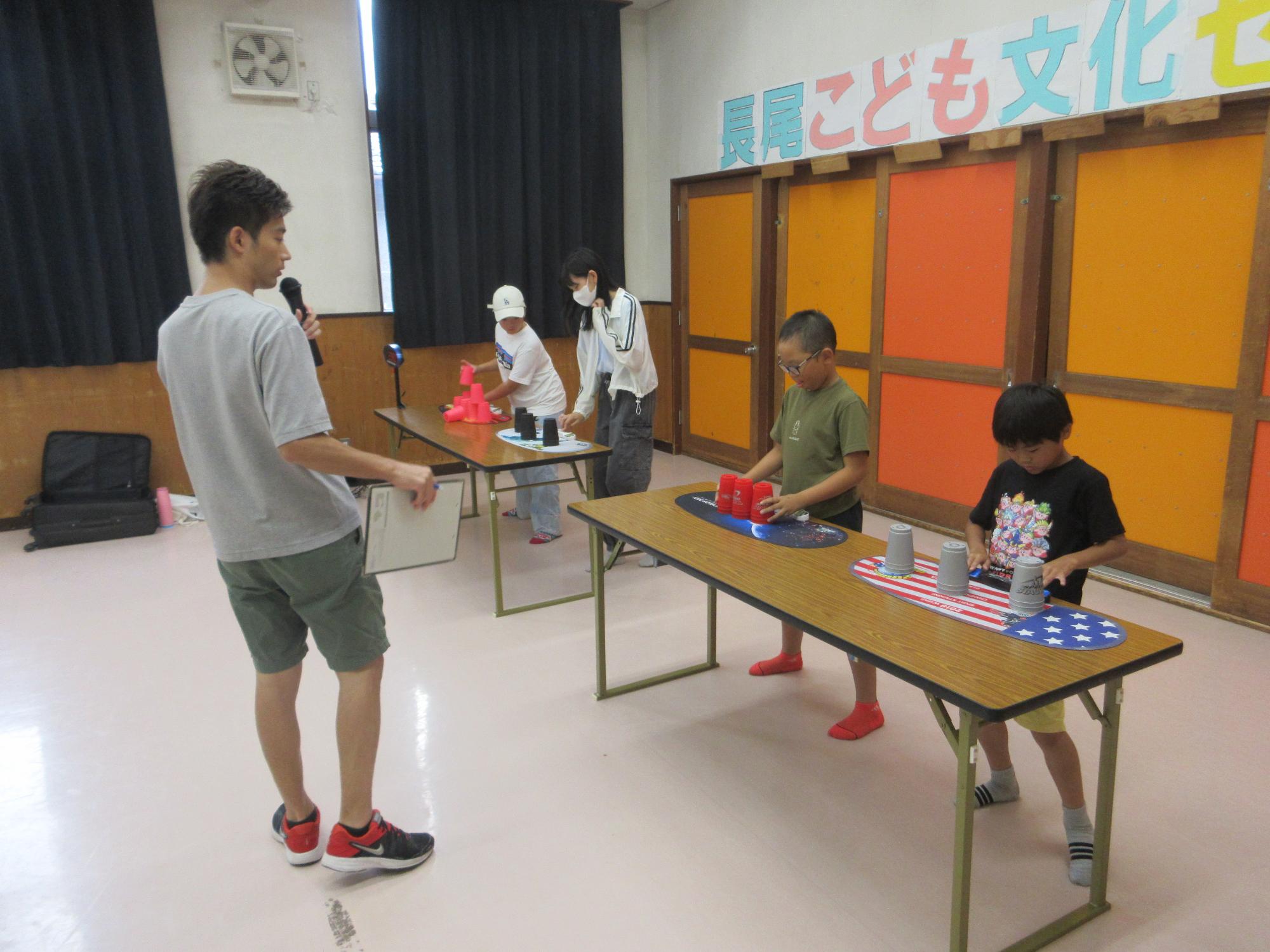 タイマーを使って練習する様子