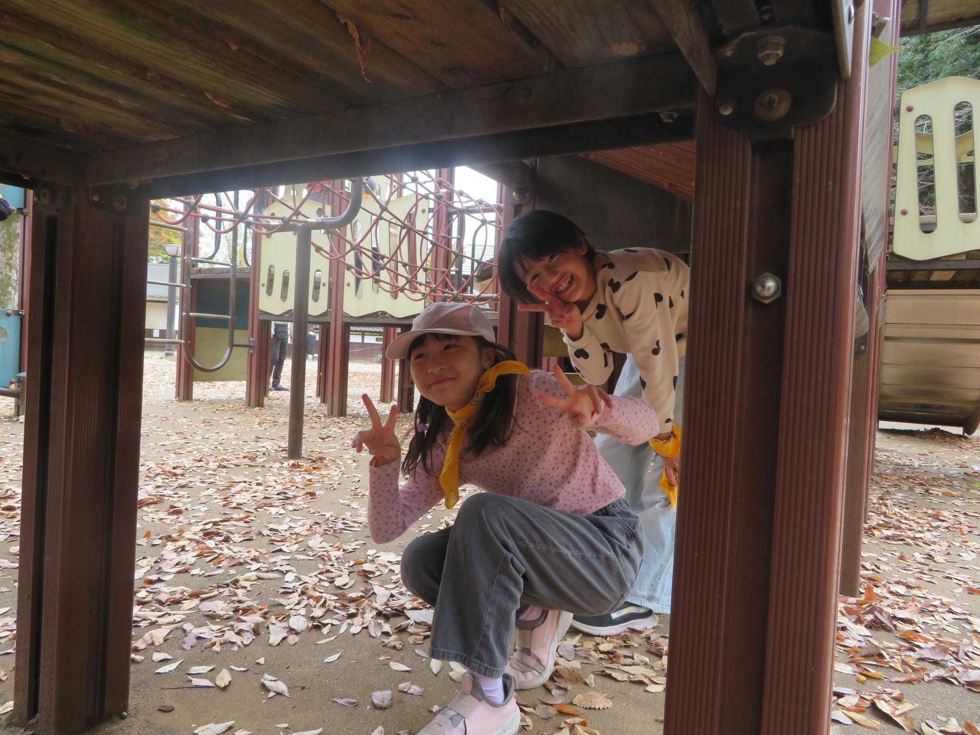 遊具あそびをしている写真