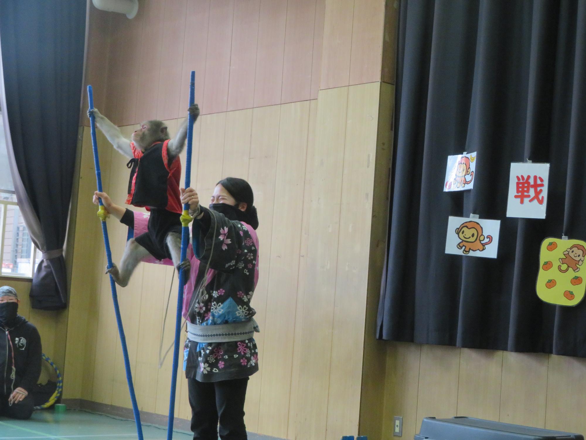 技を披露している写真