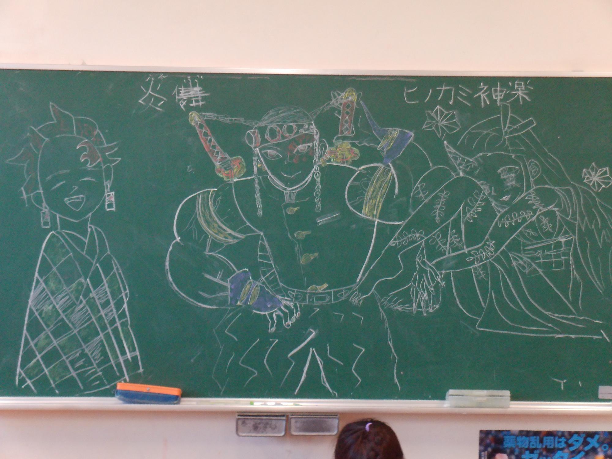 黒板に描かれた絵の写真